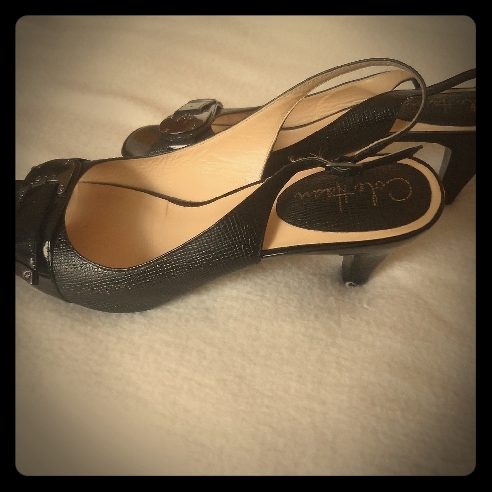 Cole Haan 9B peeptoe slingbacks